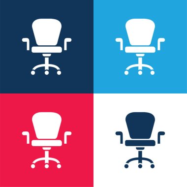 Armchair With Wheels Of Studio Furniture blue and red four color minimal icon set clipart