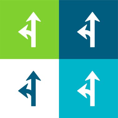 Arrow Junction One To The Left Flat four color minimal icon set clipart