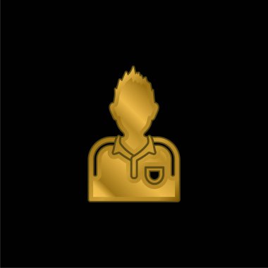 Atletik Futbolcu Altın kaplama metalik simge veya logo vektörü