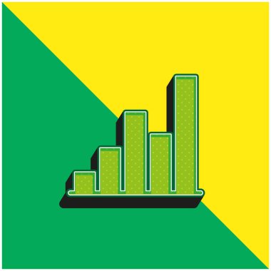 Çubuk Grafik Yeşil ve Sarı 3D vektör simgesi logosu