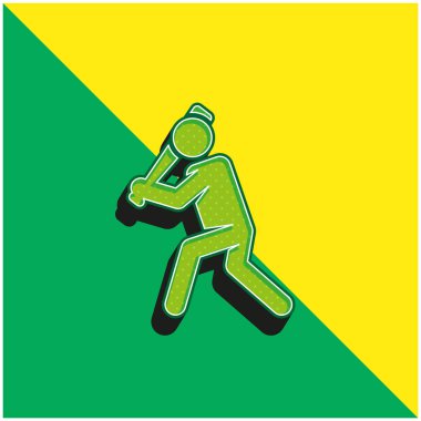 Beyzbolcu Yeşil ve Sarı 3D vektör simgesi
