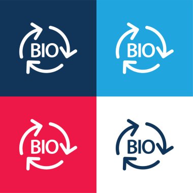 Bio Mass Renewable Energy blue and red four color minimal icon set clipart