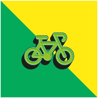 Bisiklet Yeşil ve Sarı Modern 3D vektör simgesi logosu