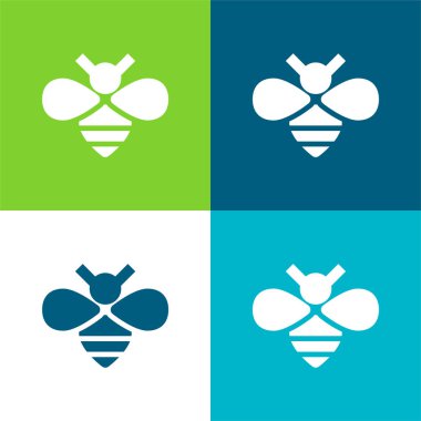 Bee Flat four color minimal icon set clipart