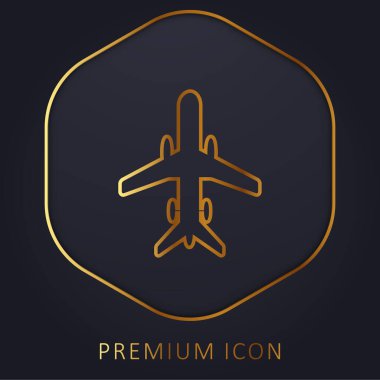 Tekerlekleri Altın Çizgili Uçak Logosu veya simgesi