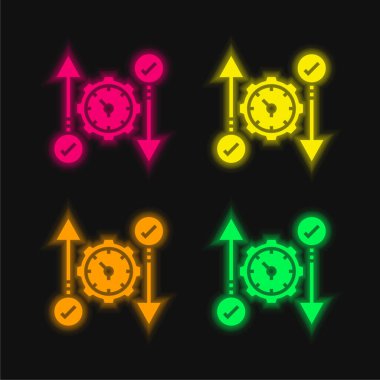 Çevik dört renk parlayan neon vektör simgesi
