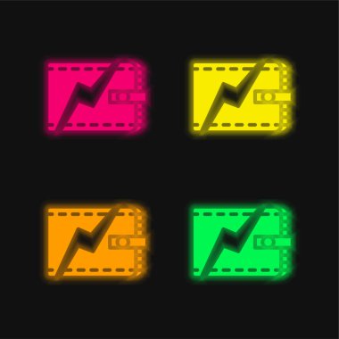 Bankruptcy four color glowing neon vector icon clipart