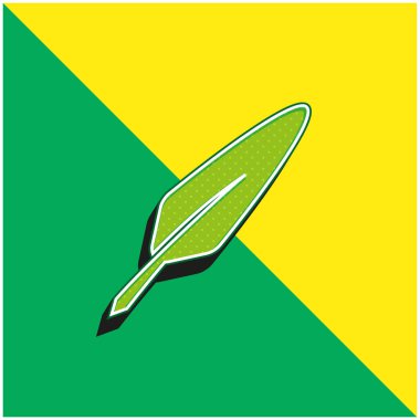 Kuş tüyü yeşil ve sarı 3d vektör simgesi logosu