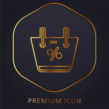 Sepet altın çizgi prim logosu veya simgesi