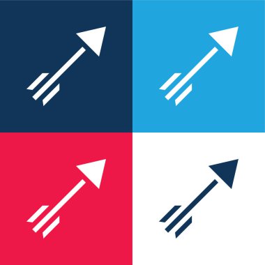 Okçuluk mavisi ve kırmızı dört renk minimal simge kümesi