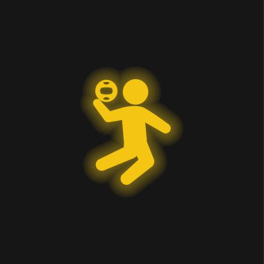 Plaj voleybolu sarı parlak neon ikonu