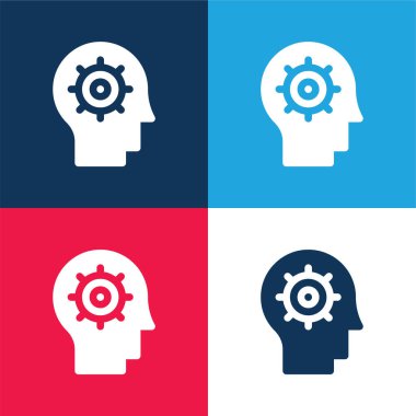 Yapay zeka mavi ve kırmızı dört renk minimal simgesi seti