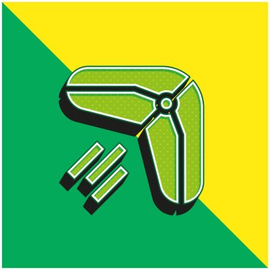 Bumerang Yeşil ve Sarı 3D vektör simgesi logosu