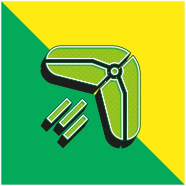 Bumerang Yeşil ve Sarı 3D vektör simgesi logosu