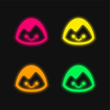 Dört temel renk parlayan neon vektör simgesi