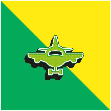 Uçak Önü Görünümü Yeşil ve Sarı 3D vektör simgesi