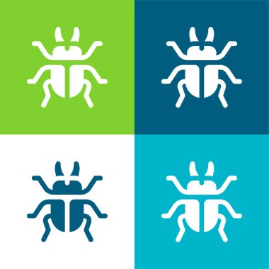 Beetle Flat four color minimal icon set clipart