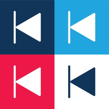 Geriye doğru mavi ve kırmızı dört renk minimal simgesi