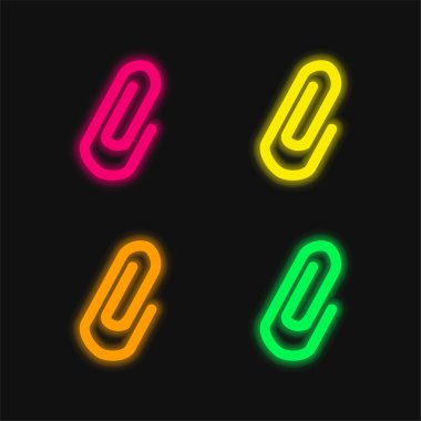 Alüminyum Klip dört renk parlayan neon vektör simgesi
