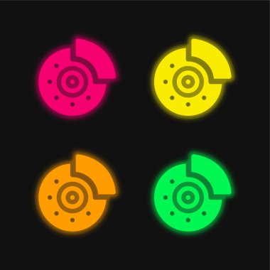 Fren dört renk parlayan neon vektör simgesi