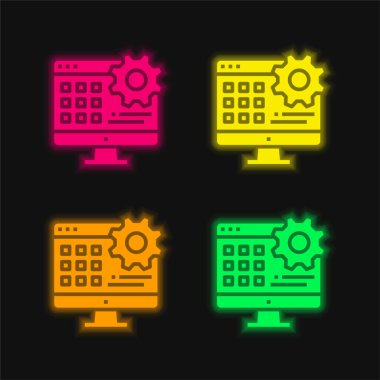 Uygulama dört renk parlayan neon vektör simgesi