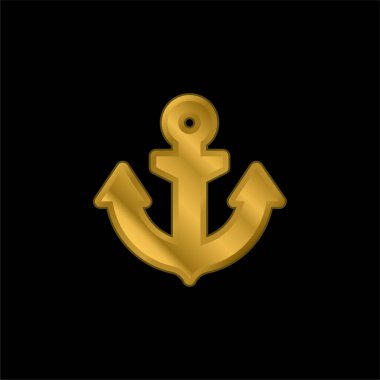 Çapa altın kaplama metalik simge veya logo vektörü