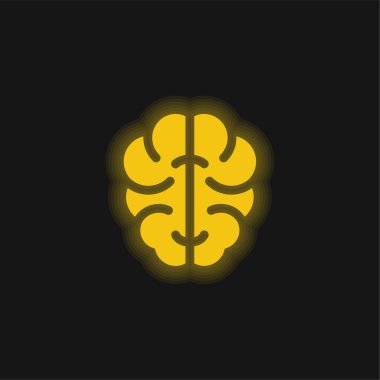 Beyin sarısı parlak neon simgesi