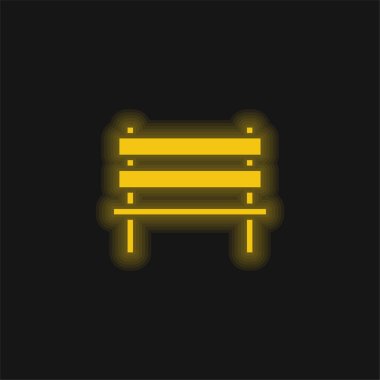 Bench yellow glowing neon icon clipart