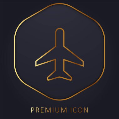 Uçak altın çizgisi prim logosu veya simgesi