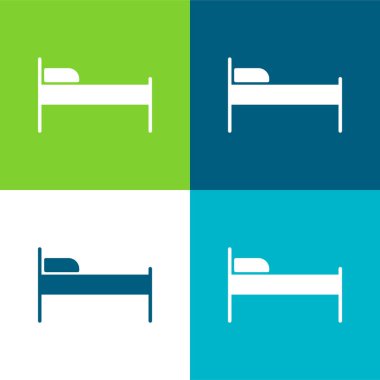 Yatak odası Düz 4 renk en küçük simge seti
