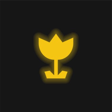 Açısal Çiçek sarı parlak neon simgesi