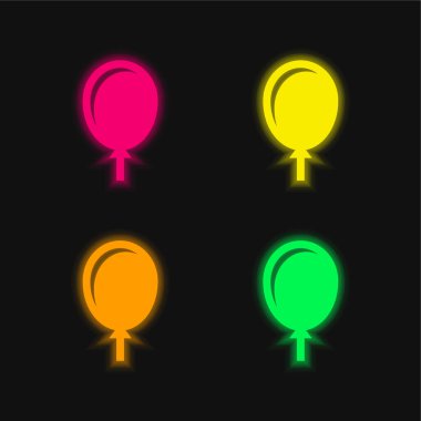 Dört renkli balon parlayan neon vektör simgesi
