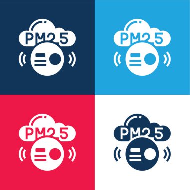 Air Pollution blue and red four color minimal icon set clipart