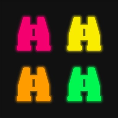 Dürbünler dört renk parlayan neon vektör simgesi