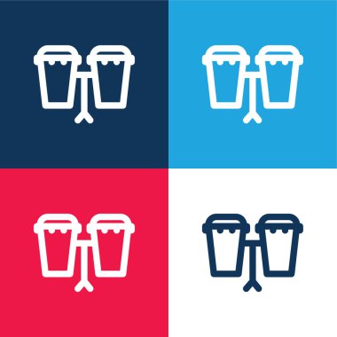 Bongos blue and red four color minimal icon set clipart