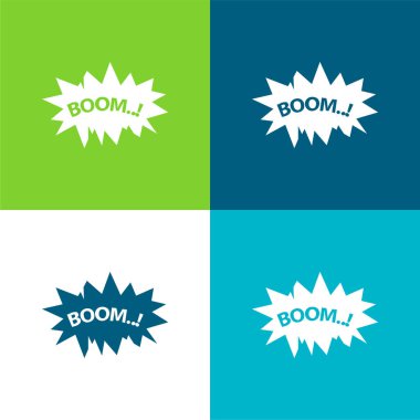 Boom Düz dört renk simgesi seti