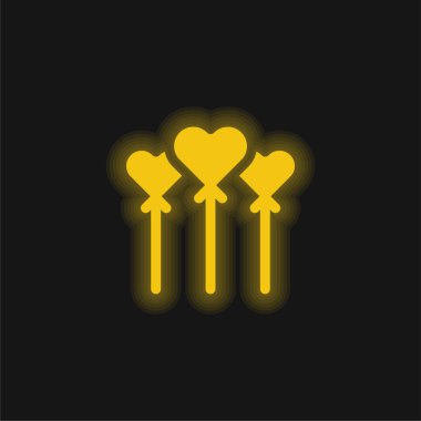 Balonlar sarı parlayan neon simgesi