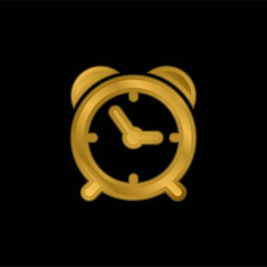 Çembersel Şekil Altın Kaplama Metal Simge veya logo Vektörü Alarm Saati