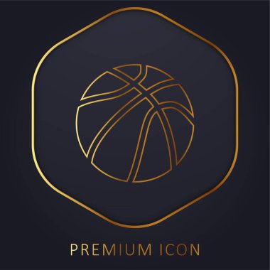 Basketbol topu altın çizgi logosu veya simgesi