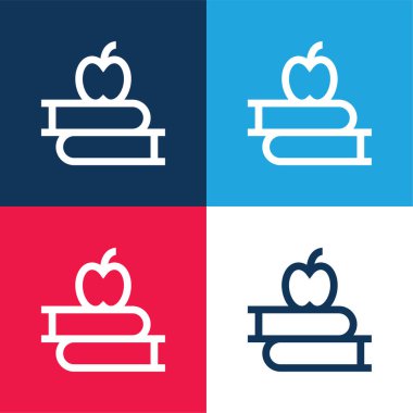 Kitaplar mavi ve kırmızı dört renk asgari simge kümesi