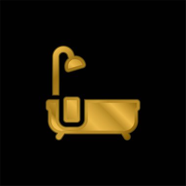 Küvet altın kaplama metalik simge veya logo vektörü