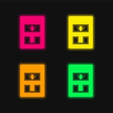 Alarm dört renk parlayan neon vektör simgesi