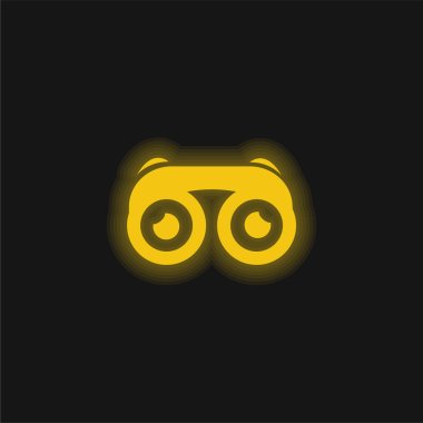 Binoculars With Eyes yellow glowing neon icon clipart
