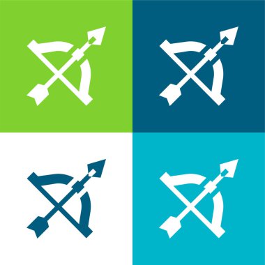 Yay ve Ok Düz 4 renk en küçük simge kümesi