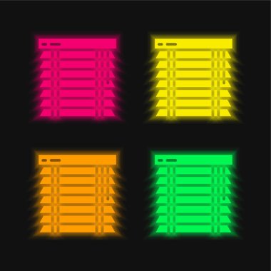 Blinds four color glowing neon vector icon clipart