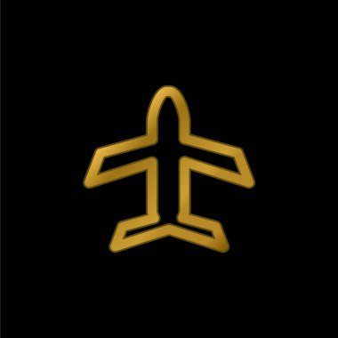 Altın kaplama metalik simge veya logo vektörünü gösteren Uçak Hattı