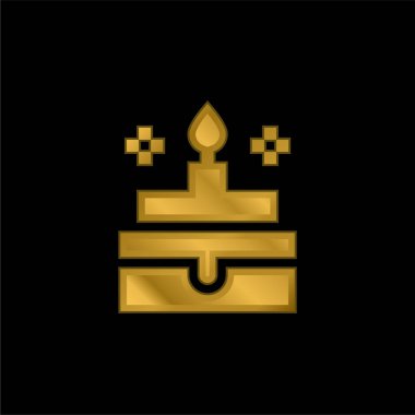 Doğum günü keki altın kaplama metalik simge veya logo vektörü