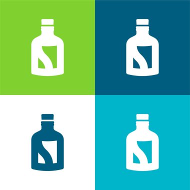 Alkollü içecek şişesi Düz 4 renk simgesi seti