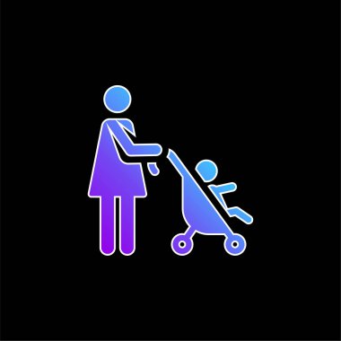 Baby Stroller blue gradient vector icon clipart
