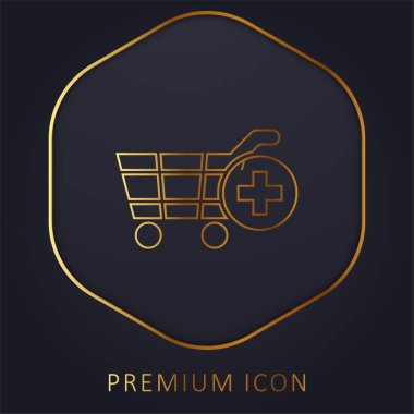 Alışveriş Arabası E Ticaret Arayüzü Sembol Altın Hat prim logosu ya da simgesi ekle